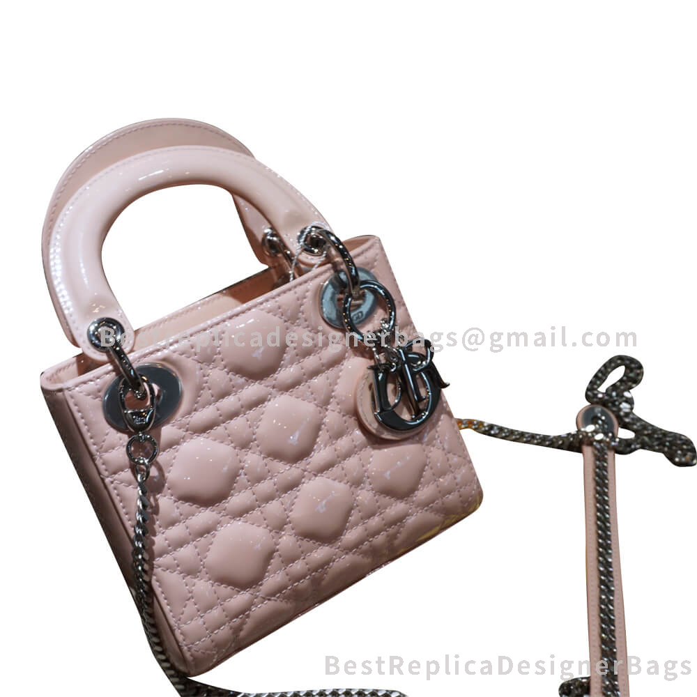 Dior Mini Dior Quilted Patent Calfskin Bag Pink SHW